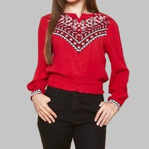 Embroidered Long Sleeve Top